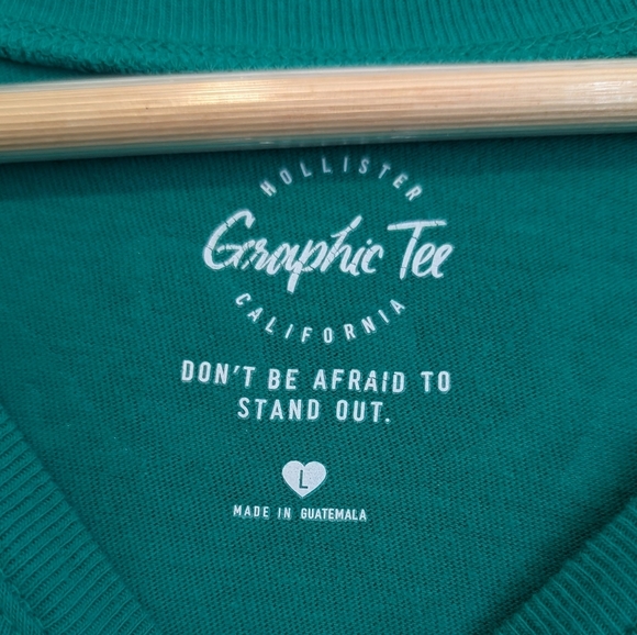 Hollister graphic long sleeve tee emerald rose sleeve vintage tattoo style - Picture 5 of 6